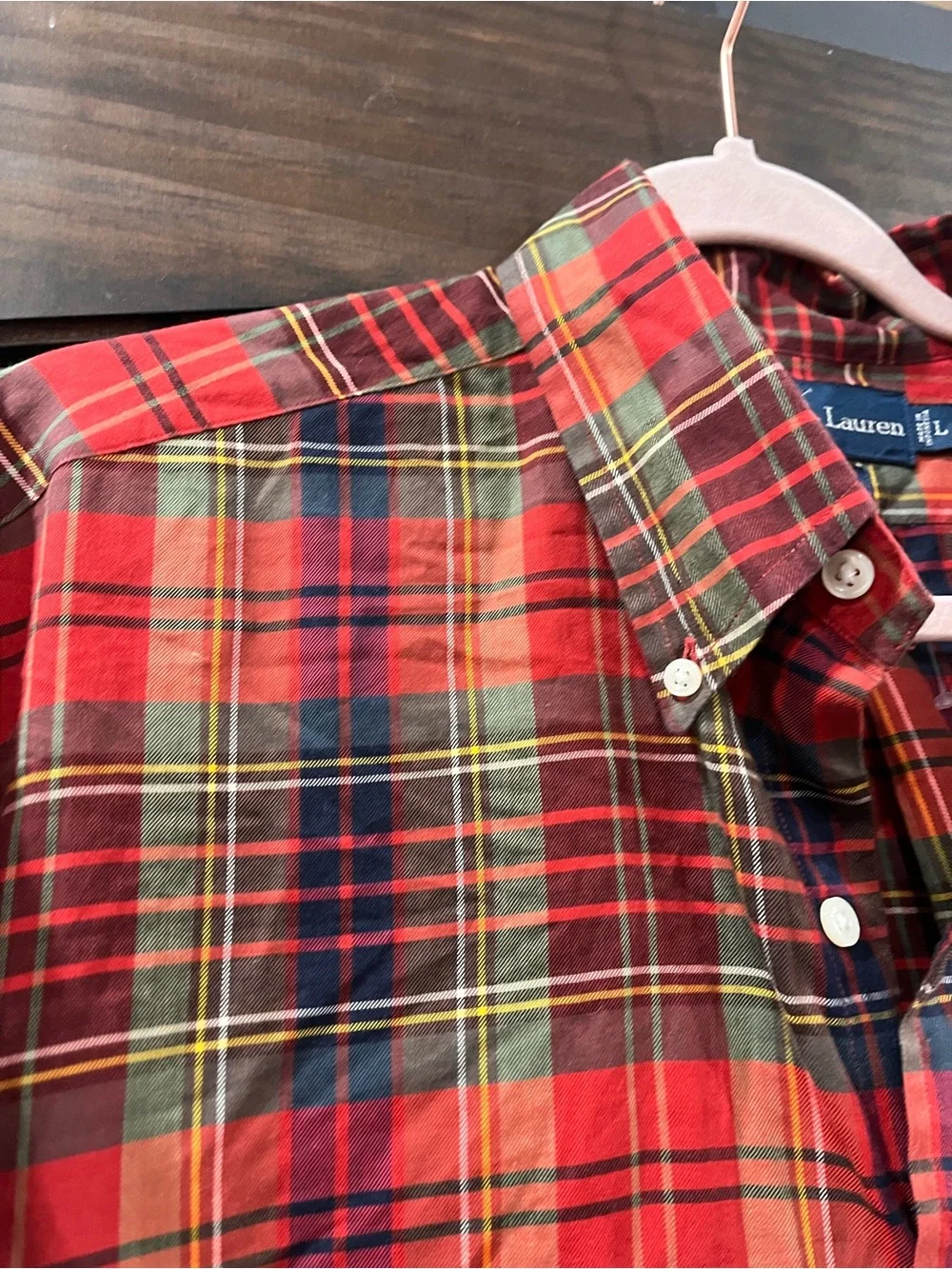 Ralph Lauren Polo  men’s plaid button up large like new